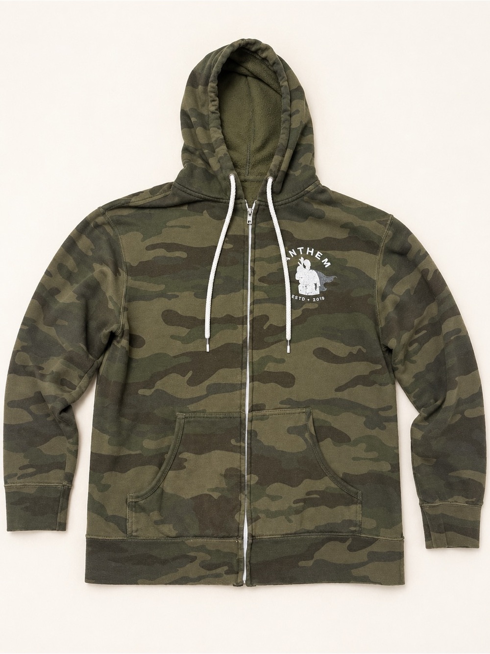 Men’s Camo Zip Hoodie - Olive Green
